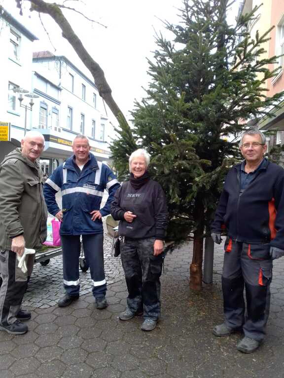 Aufbau der Weihnachtsbäume in der Fußgängerzone 19.11.2021