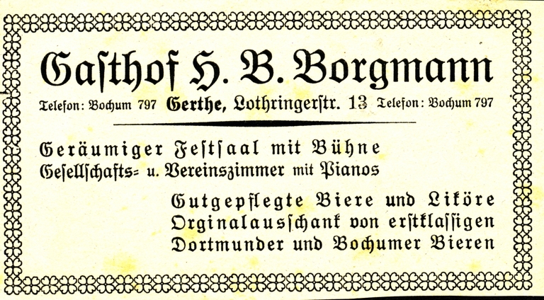 Zeitungswerbung, Gasthof Borgmann