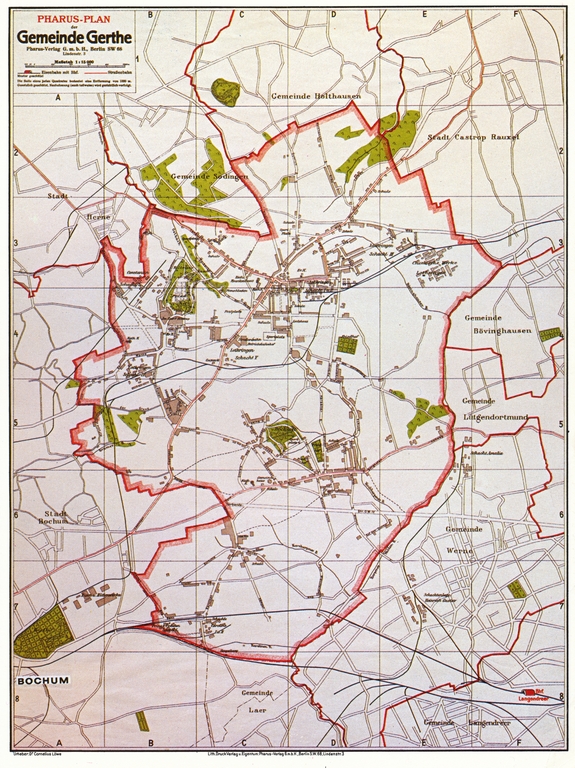 Straßenkarte Gemeinde Gerthe um 1900