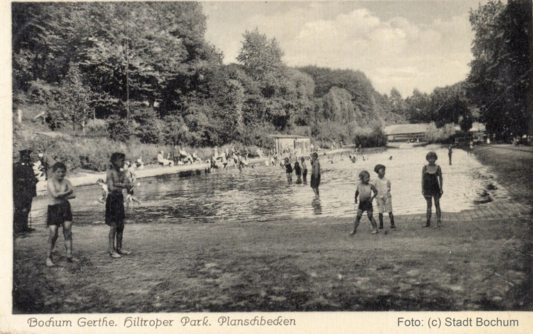GT Zeitreise  Ausstellungstafeln 15a Hiltroper Park Blick zum Planschbecken