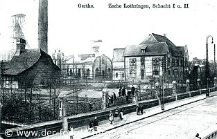 Postkarte, Blick auf das Verwaltungsgebäude der Zeche Lothringen I+II