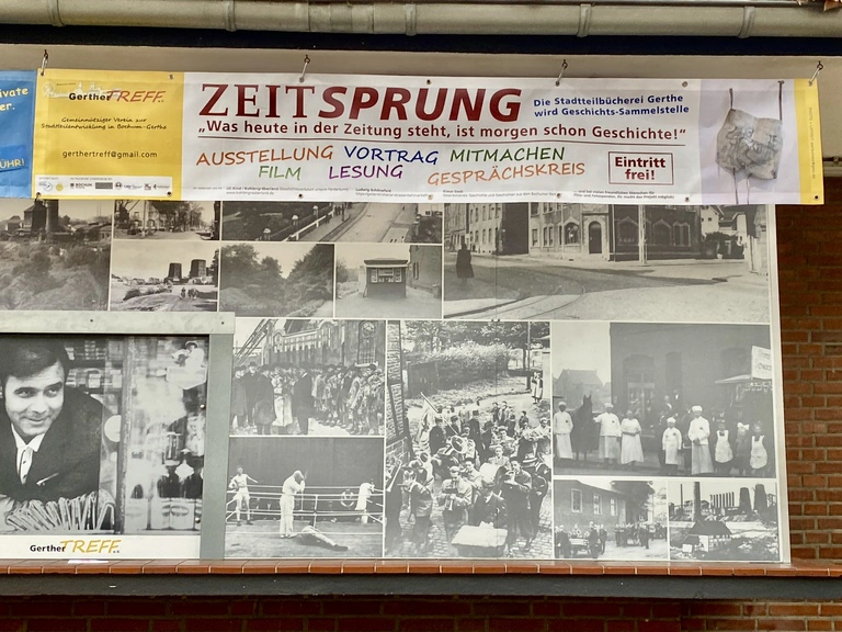 Straßenbanner an der Gerther Marktbude 9.11.2024