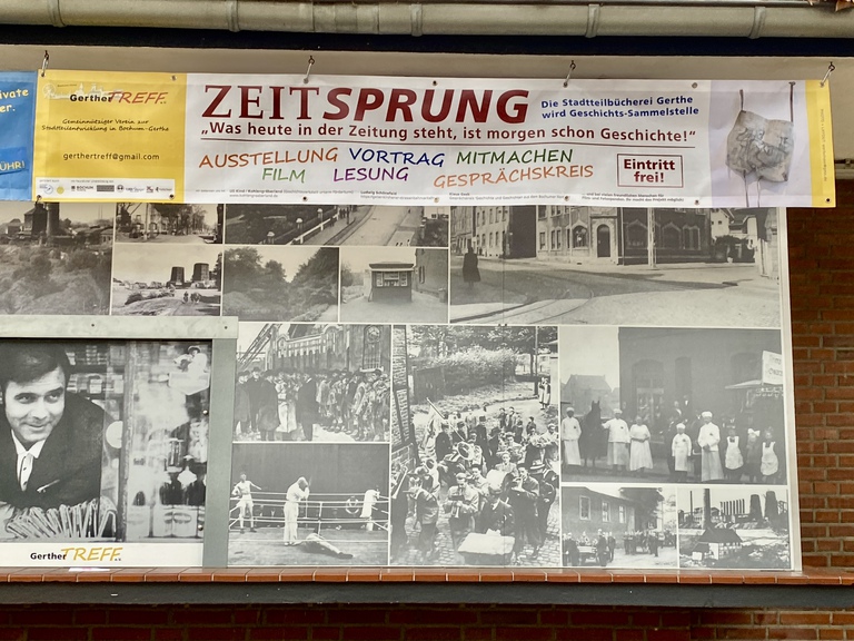 Straßenbanner an der Gerther Marktbude 9.11.2024